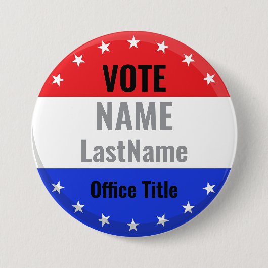 Aangepaste campagnewidget voor verkiezingsknop ronde button 7,6 cm (Voorkant)