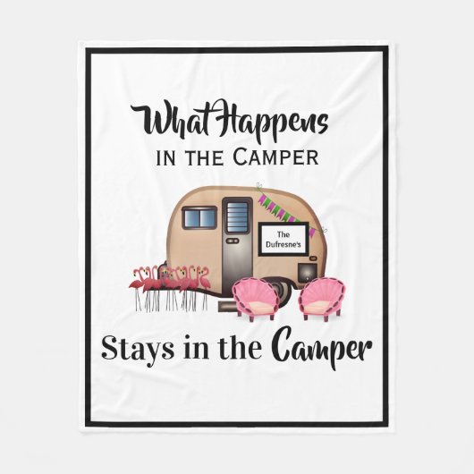 Aangepaste Camper/Flamingo Fleece Deken (Voorkant)