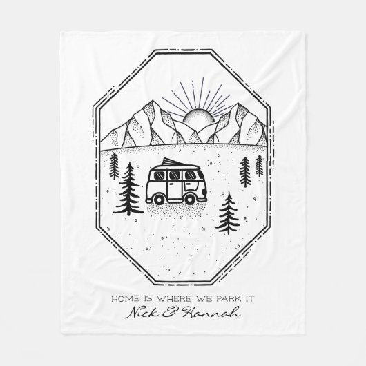 Aangepaste Camper Van Life buitenshuis Camping Fleece Deken (Voorkant)