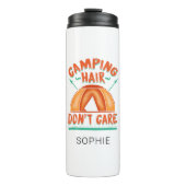 Aangepaste Camping Hair maakt geen grappig avontuu Thermosbeker (Voorkant)