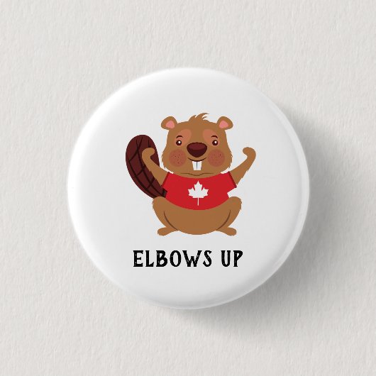 Aangepaste Canada Beaver Elbows Up Funny Ronde Button 3,2 Cm (Voorkant)