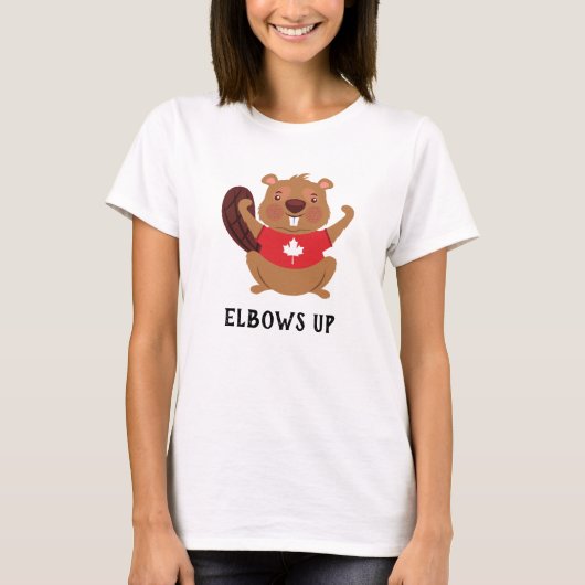 Aangepaste Canada Beaver Elbows Up Funny T-shirt (Voorkant)