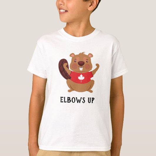 Aangepaste Canada Beaver Elbows Up Funny T-shirt (Voorkant)