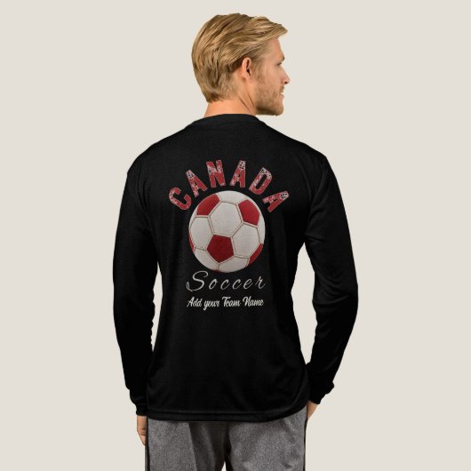 Aangepaste Canada onechte patchwork voetbal Tri-Blend Shirt (Achterkant)