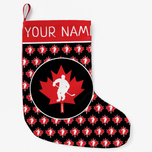 Aangepaste Canadese Hockey Maple Leaf Kleine Kerstsok (Voorkant)