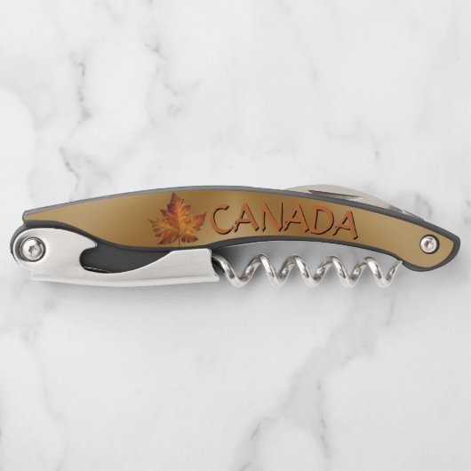 Aangepaste Canadese Kurkentrekker Leaf Bottle Open (Voorkant)