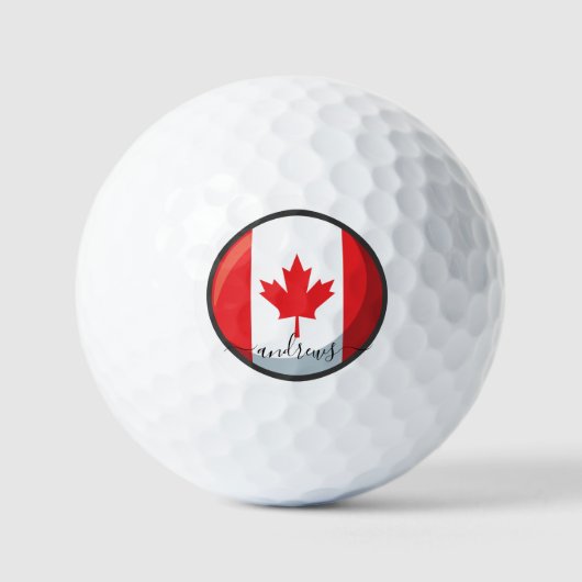 Aangepaste Canadese vlag- en naamhandtekening Golfballen (Voorkant)