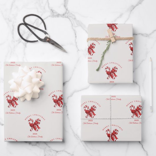 Aangepaste candy cane kerst rode cadeau inpakpapier vel (Voorkant)