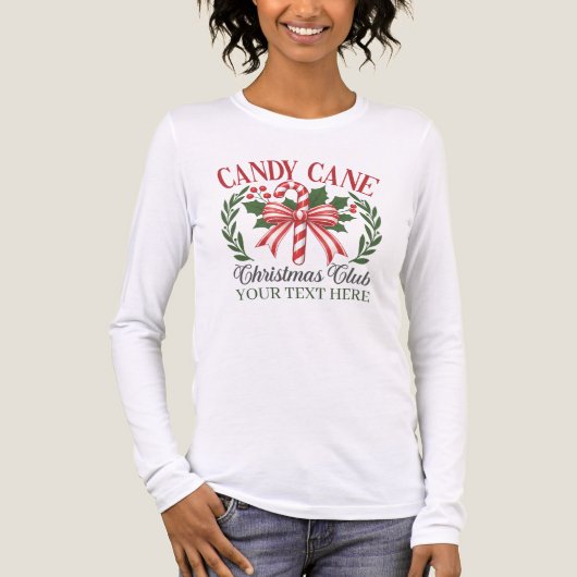 Aangepaste Candy Cane Kerstclub Kerstkrans Tri-Blend Shirt (Voorkant volledig)