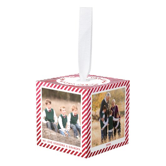 Aangepaste Candy Cane Kerstmis Grootouder Foto Decoratie (Voorkant hoekig)