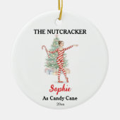 Aangepaste Candy Cane Notenkraker Foto Kerstmis Keramisch Ornament (Voorkant)