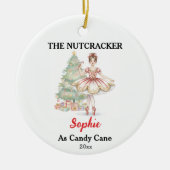 Aangepaste Candy Cane Notenkraker Foto Kerstmis Keramisch Ornament (Voorkant)
