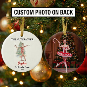 Aangepaste Candy Cane Notenkraker Foto Kerstmis Keramisch Ornament