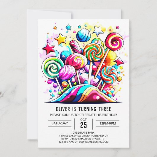 Aangepaste Candyland afdrukbare verjaardag Kaart (Voorkant)