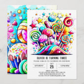 Aangepaste Candyland afdrukbare verjaardag Kaart (Voorkant / Achterkant)