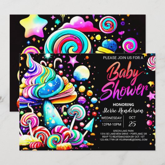 Aangepaste Candyland Baby shower Kaart (Voorkant / Achterkant)