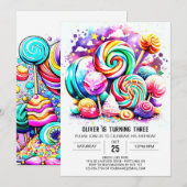 Aangepaste Candyland bewerkbare verjaardag Kaart (Voorkant / Achterkant)