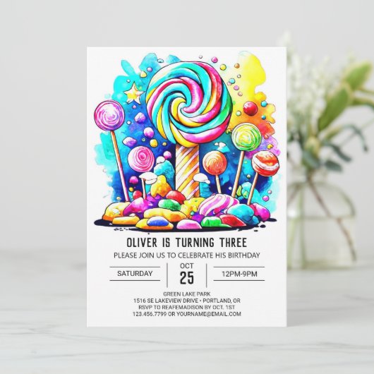 Aangepaste Candyland Online Verjaardag Kaart (Staand voorkant)