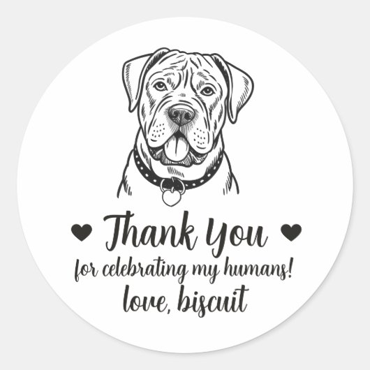 Aangepaste Cane Corso-hond trouwcadeaustickers Ronde Sticker (Voorkant)