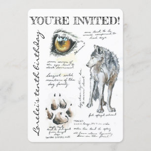 Aangepaste Canis Lupus Wolf Illustratie Uitnodigin Kaart