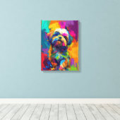 Aangepaste Canvas Poster Levendig Kleurrijke Shih  (Insitu (Houten vloer))