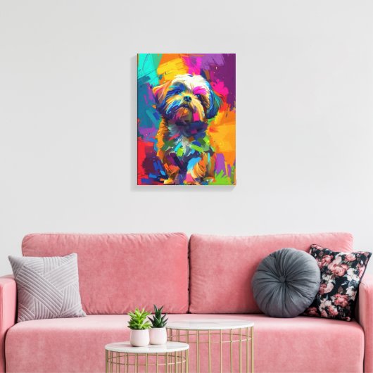 Aangepaste Canvas Poster Levendig Kleurrijke Shih  (Insitu (Woonkamer))