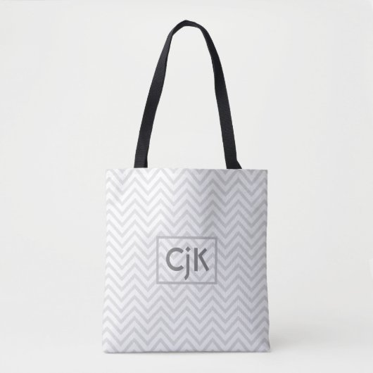 Aangepaste Canvas tas - Licht grijs zigzag (Voorkant)