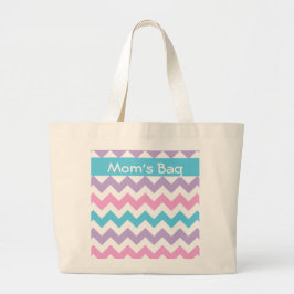 Aangepaste Canvas tas, Turquoise, Roze, Mauve Chev Grote Tote Bag
