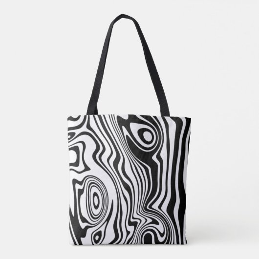 Aangepaste Canvas tas voor kleurengolven zwart-wit (Achterkant)