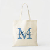 Aangepaste canvas tas voor monogram | blauw en wit (Voorkant)