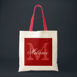 Aangepaste canvas tas voor monogram | Rood Bordeau<br><div class="desc">Persoonlijke naam monogram canvas tas | Rood en wit Bordeaux. Elegant logo ontwerp met prachtige monogrammed letter initialen. Een cadeauidee voor bruid, bloemmeisjes, eerwraak en bruidsmeisjes tijdens bruiloften. Het manuscripttekst van de klasse met de hoofdachtergrondbrief. Ook geweldig voor vrijgezellenfeest of bachelorette party.</div>