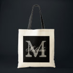 Aangepaste canvas tas voor monogram | zwart-wit<br><div class="desc">Persoonlijke naam monogram canvas tas | zwarte en witte kleur. Elegant logo ontwerp met prachtige monogrammed letter initialen. Een cadeauidee voor bruid, bloemmeisjes, eerwraak en bruidsmeisjes tijdens bruiloften. Het manuscripttekst van de klasse met de hoofdachtergrondbrief. Ook geweldig voor vrijgezellenfeest of bachelorette party.</div>