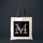 Aangepaste canvas tas voor monogram | zwart-wit<br><div class="desc">Persoonlijke naam monogram canvas tas | zwarte en witte kleur. Elegant logo ontwerp met prachtige monogrammed letter initialen. Een  cadeauidee voor bruid,  bloemmeisjes,  eerwraak en bruidsmeisjes tijdens bruiloften. Het manuscripttekst van de klasse met de hoofdachtergrondbrief. Ook geweldig voor vrijgezellenfeest of bachelorette party.</div>