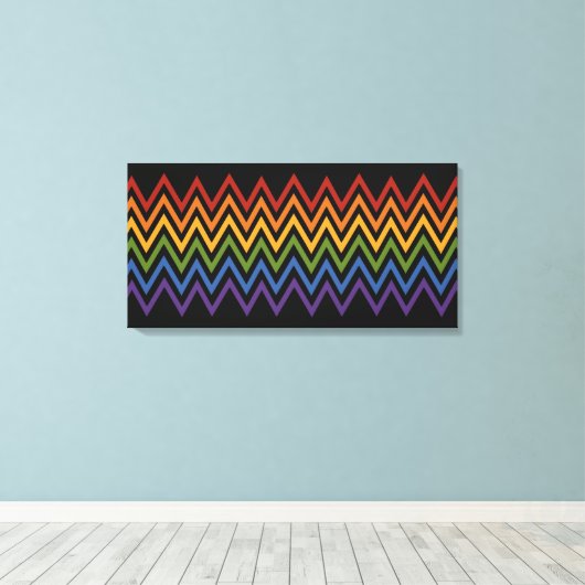 Aangepaste canvasafdruk regenboogChevron Pattern Canvas Afdruk (Insitu (Houten vloer))