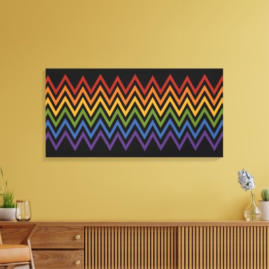 Aangepaste canvasafdruk regenboogChevron Pattern Canvas Afdruk (Insitu (Woonkamer))