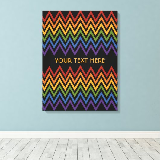 Aangepaste canvasafdruk regenboogChevron Pattern Canvas Afdruk (Insitu (Houten vloer))