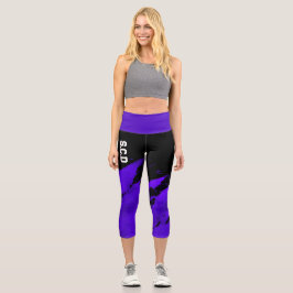 Aangepaste Capri Leggings Brushy Zwart & Violet