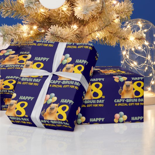 Aangepaste Capybara GELUKKIGE CAPYBRUH DAG 8e Verj Cadeaupapier (Feestdagen)