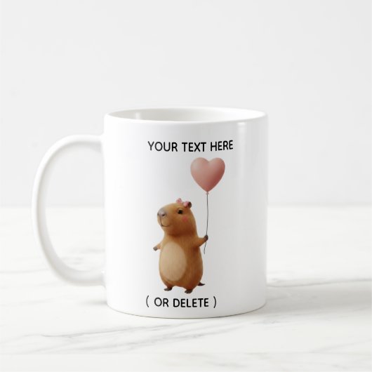 Aangepaste capybara met roze hartballon koffiemok (Links)