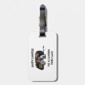 Aangepaste caravan familiefotogelukkige campers bagagelabel (Achterkant verticaal)