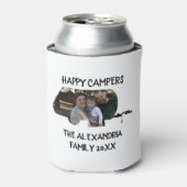 Aangepaste caravan familiefotogelukkige campers blikjeskoeler (Blikje Voorkant)