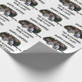 Aangepaste caravan familiefotogelukkige campers cadeaupapier (Hoek)