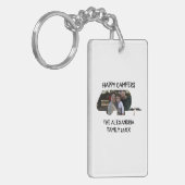 Aangepaste caravan familiefotogelukkige campers sleutelhanger (Voorkant Links)