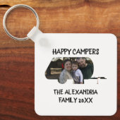 Aangepaste caravan familiefotogelukkige campers sleutelhanger (Voorkant)