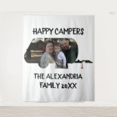 Aangepaste caravan familiefotogelukkige campers wandkleed (Voorkant)