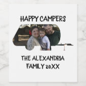 Aangepaste caravan familiefotogelukkige campers wijn etiket (Enkel label)