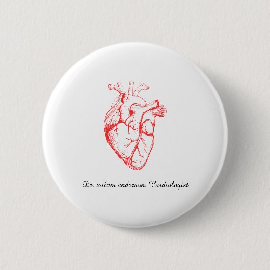 Aangepaste cardioloog hartanatomiekunst ronde button 5,7 cm (Voorkant)