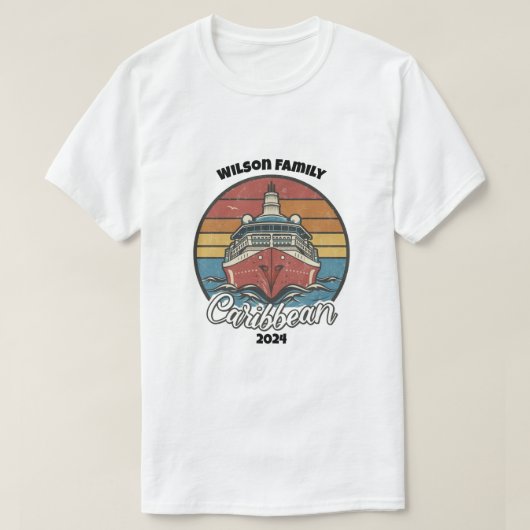 Aangepaste Caribische familie Cruise Naam Jaar Mat T-shirt (Design voorkant)