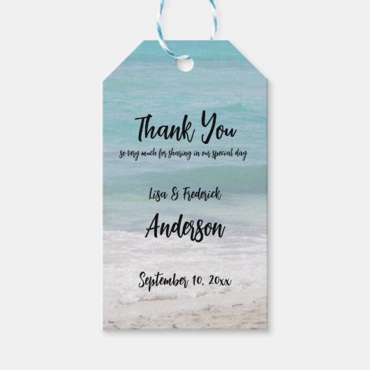 Aangepaste Caribische strand bedankt van koppel Cadeaulabel (Voorkant)