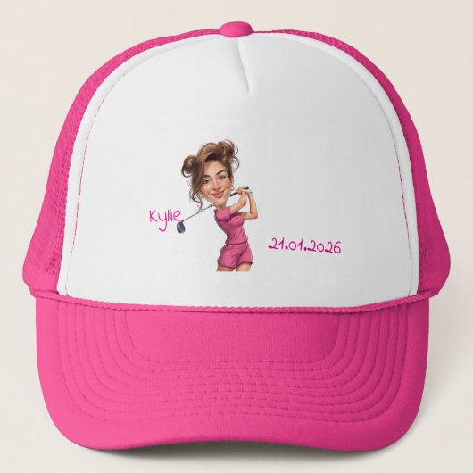 Aangepaste Caricatuur Foto Tennis Moeder Trucker Pet (Voorkant)